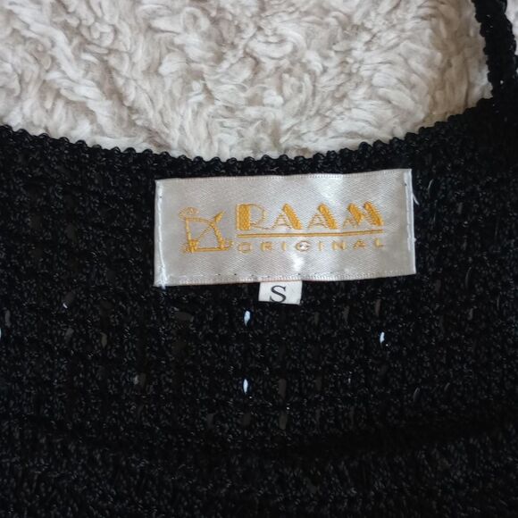 Y2K Black Crochet Knit Sequin Fairygoth Top - Picture 3 of 3